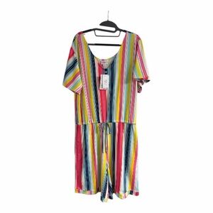 LULAROE Colorful Striped Short Sleeve Romper